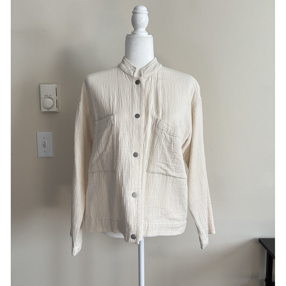 Eileen Fisher Petite Large Lightweight Jacket Ivory Organic Cotton‎ Minimalist